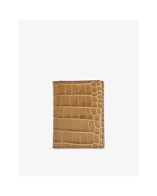 Tom Ford Natural Croc-Embossed Bi-Fold Leather Card Holder for men