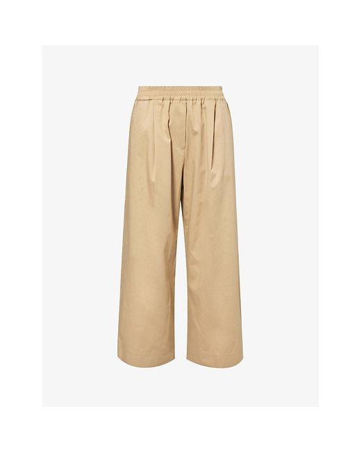 Weekend by Maxmara Natural Placido Wide-leg Mid-rise Cotton Trousers