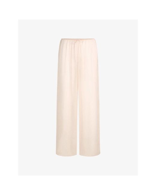 Skims Natural Romance Wide-Leg Silk Trousers