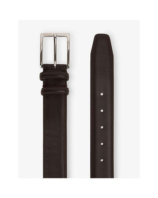 Boggi Black Branded-Buckle Leather Belt for men
