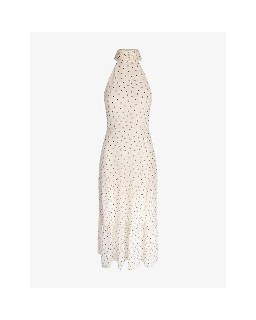 OMNES White Romeo Polka-Dot Chiffon Maxi Dress