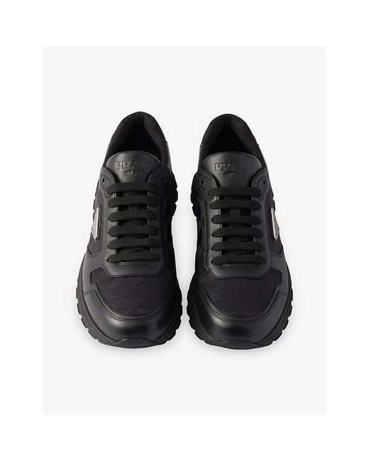 Prada Black Prax 2.0 Re-Nylon Shell And Leather Trainers for men