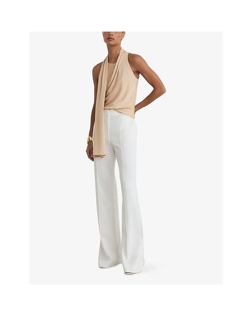 Reiss Natural Taylor Scarf-Detail Crepe Top
