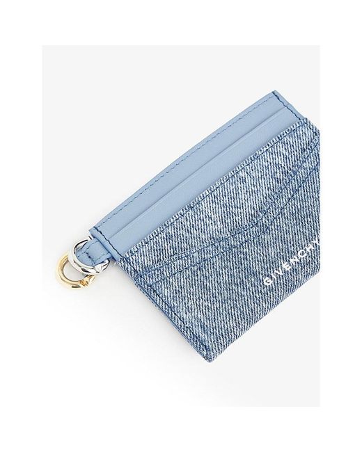 Givenchy Blue Voyou Leather And Denim Card Holder