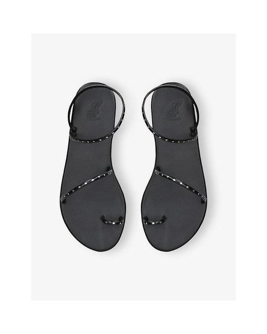 Ancient Greek Sandals Black Astro Faux-Leather Flat Sandals