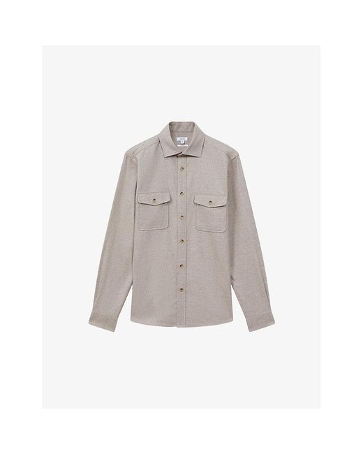 Reiss Gray Chaser Twin-pocket Brushed Stretch-woven Overshirt for men