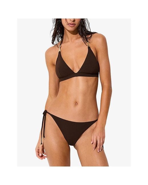 Reiss Black Ria Halterneck Triangle Bikini Top
