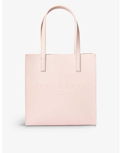 Ted Baker Pink Icon Small Crosshatch Faux-leather Shopper