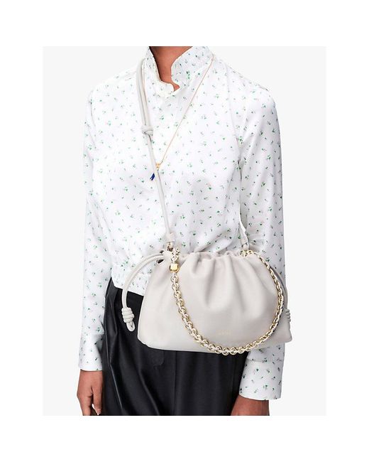 Loewe Gray Flamenco Medium Leather Shoulder Bag