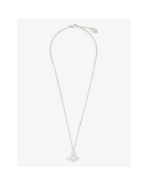 Vivienne Westwood White Carmela Platinum-plated Brass And Cubic Zirconia Necklace
