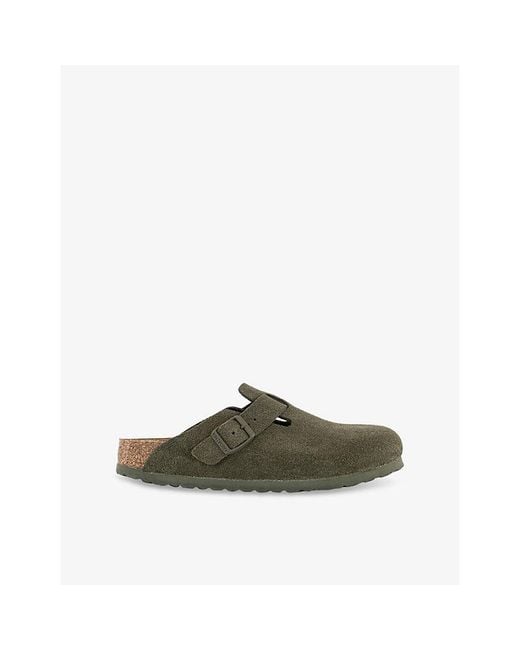 Birkenstock Green Boston Suede Clogs