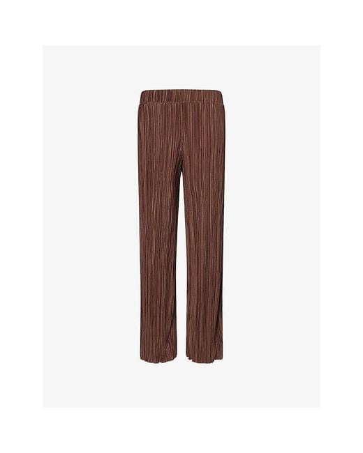 4th & Reckless Brown Olivia Plisse Woven Trousers