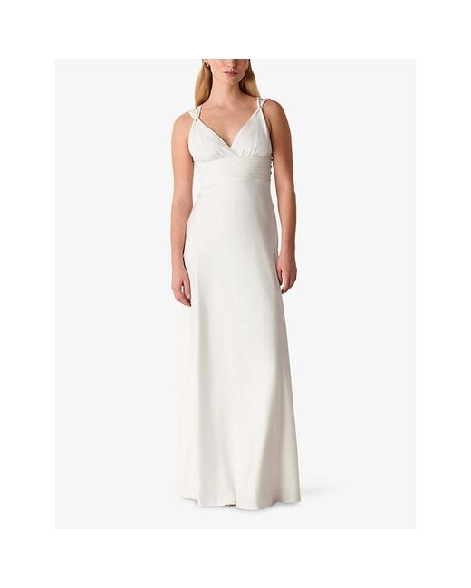 Whistles White Nicole V-Neck Silk-Blend Maxi Wedding Dress