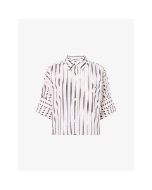 Twp White Next Ex Striped Cotton And Silk-Blend Shirt