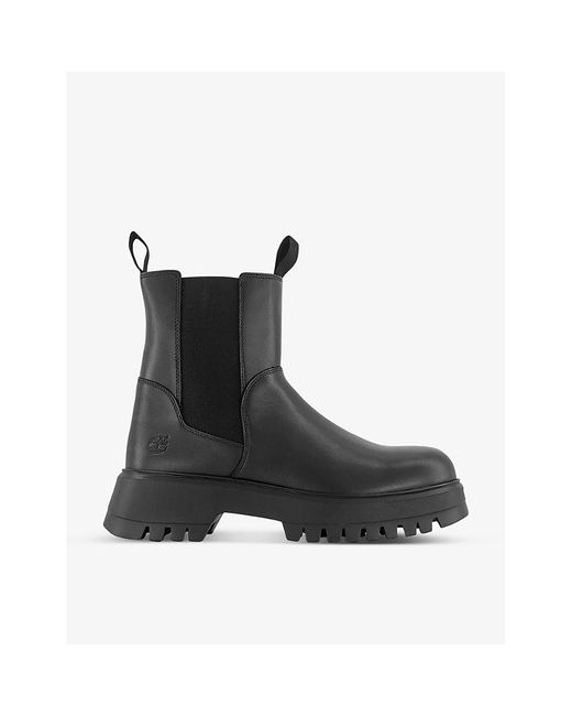 Timberland Pull-tab Chunky-sole Leather Chelsea Boots in Black | Lyst Canada