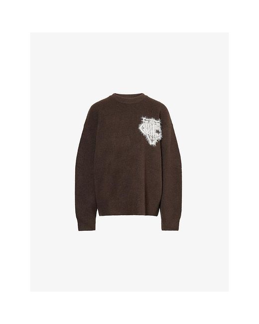 The Couture Club Brown Monogram Fluffy Knitted Jumper