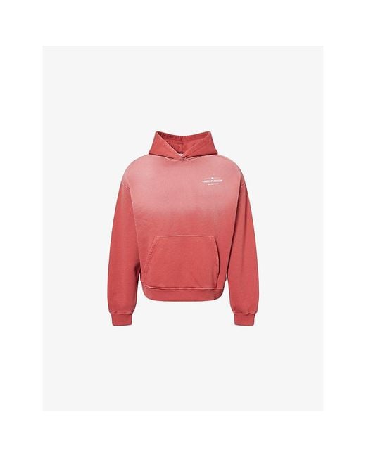 The Couture Club Red Spray-Wash Logo-Print Cotton Hoody for men