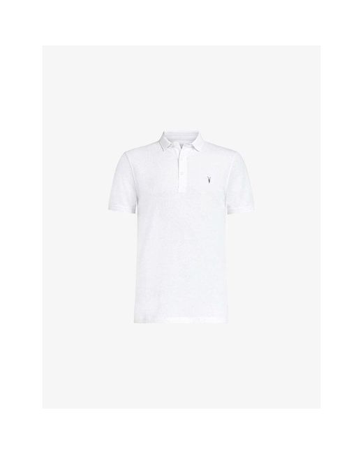 AllSaints White Reform Logo-Embroidered Cotton-Piqué Polo Shirt for men
