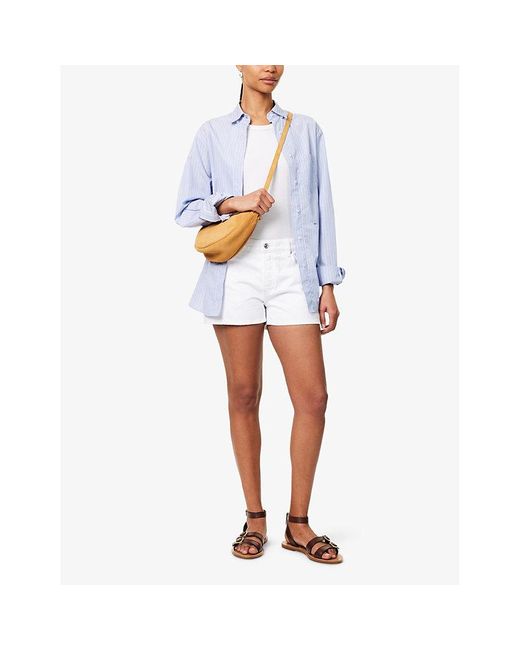 FRAME White The Hang Mid-Rise Denim Shorts
