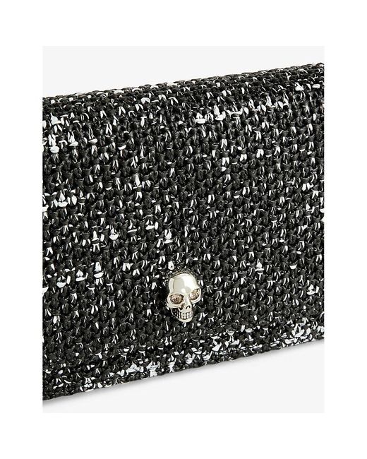 Alexander McQueen White Skull-embellished Small Raffia Shoulder Bag