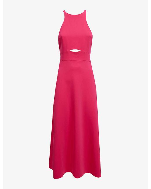 Reiss Pink Vienna Cut-out Stretch-woven Midi Dress