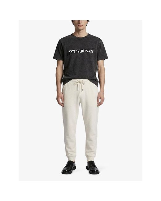 The Kooples White Logo-Embroidered Tapered-Leg Cotton-Jersey Jogging Bottoms for men