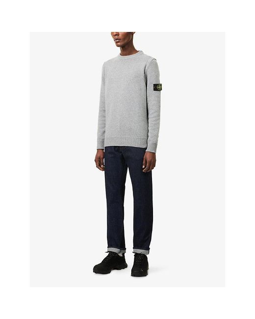 Stone Island Gray 5100072 Crewneck Wool Knit Jumper for men