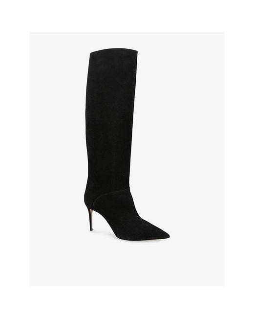 Casadei Black Julia Renna Suede Knee-High Boots
