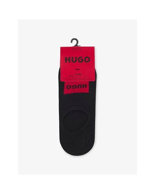 HUGO Red Logo-Print Invisible Pack Of Three Cotton-Blend Socks for men