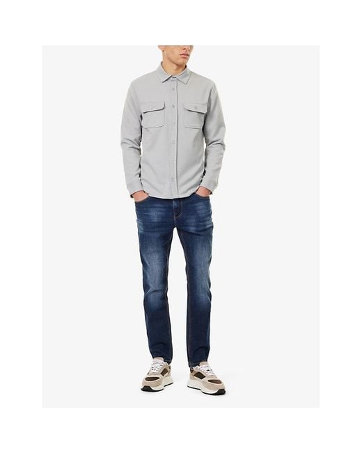 Arne Blue Faded-Wash Relaxed-Fit Stretch-Denim Jeans for men