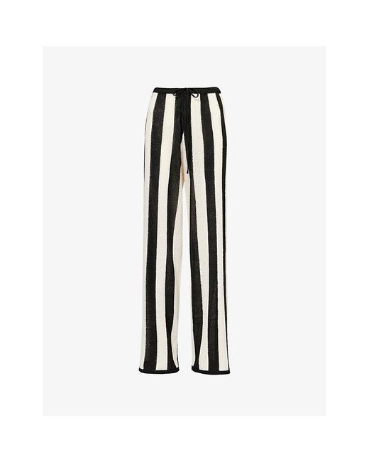 4th & Reckless Black Cuba -weave Straight-leg Knitted Trousers