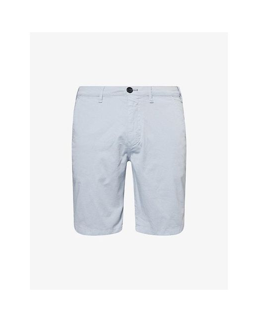 Paul Smith Blue Brand-Patch Regular-Fit Stretch-Cotton Shorts for men