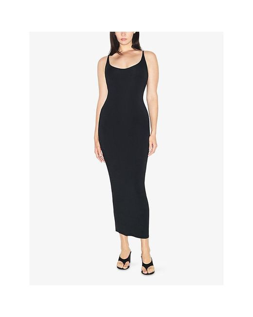 Skims Black Skimpy Scoop-Neck Stretch-Modal Maxi Dress