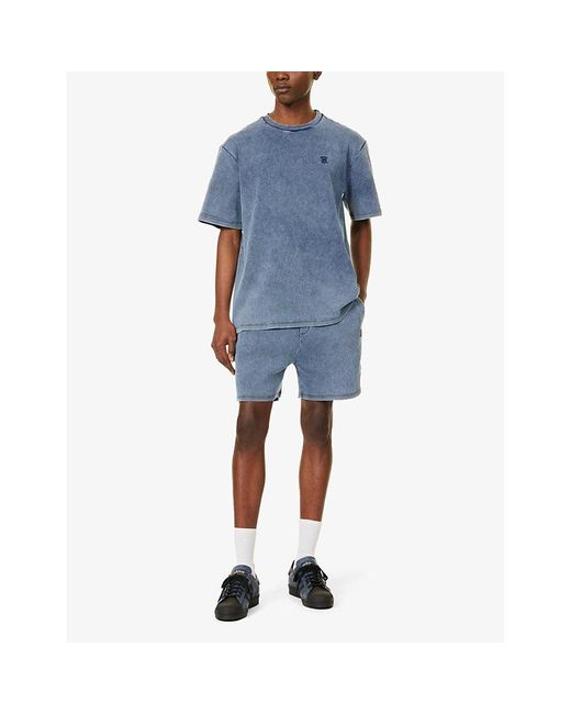 Daily Paper Blue Abasi Logo-embroidered Stretch-cotton Jersey Shorts for men