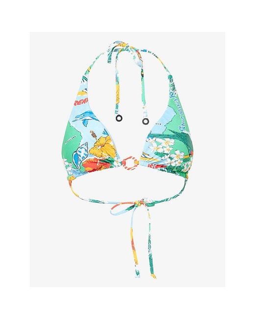 Seafolly Blue Viva Vacation Triangle Bikini Top