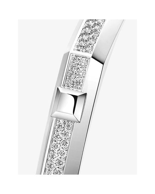 Messika White Moderniste Pave Medium 18Ct And 0.75Ct Diamond Bangle Bracelet