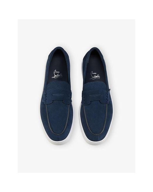 Christian Louboutin Blue The Harold I Suede Boat Shoes for men