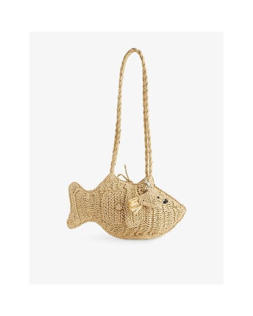 Damson Madder Metallic Raffia Fish Bag