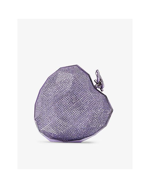 Jimmy Choo Purple Faceted Heart-shaped Lucite Clutch Bag