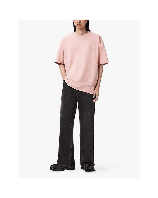 AllSaints Pink Xander Logo-Embossed Short-Sleeve Cotton T-Shirt for men