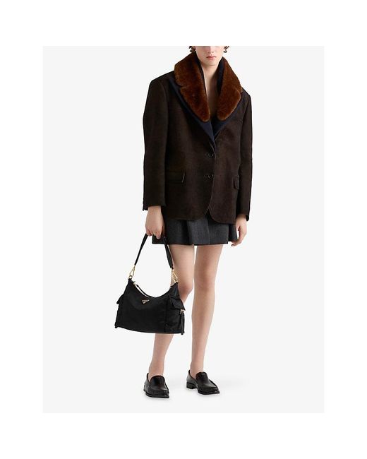 Prada Black Explore Large Re-Nylon And Leather Shoulder Bag