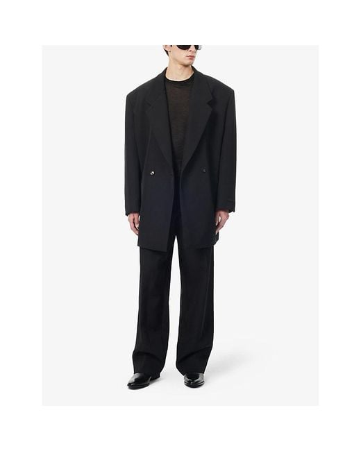 Fear Of God Black California Notched-lapel Oversized Wool And Cotton-blend Jacket for men