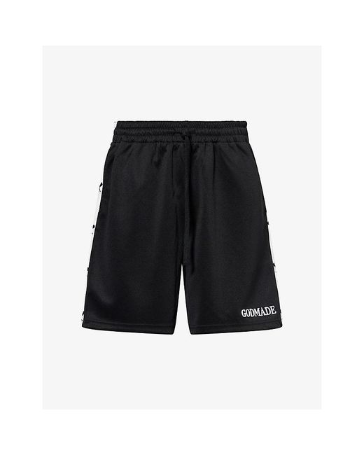 GODMADE Black Rich Boy Logo Cotton Shorts for men