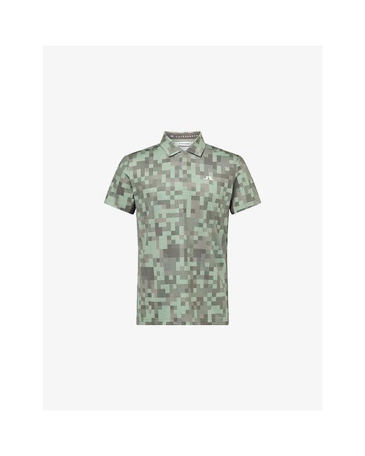 J.Lindeberg Green Dario Masters Graphic-Print Woven Polo Shirt for men