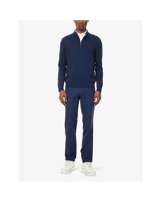 G/FORE Quarter-Zip Stripe-Collar Cotton-Blend Jumper in Blue for Men ...