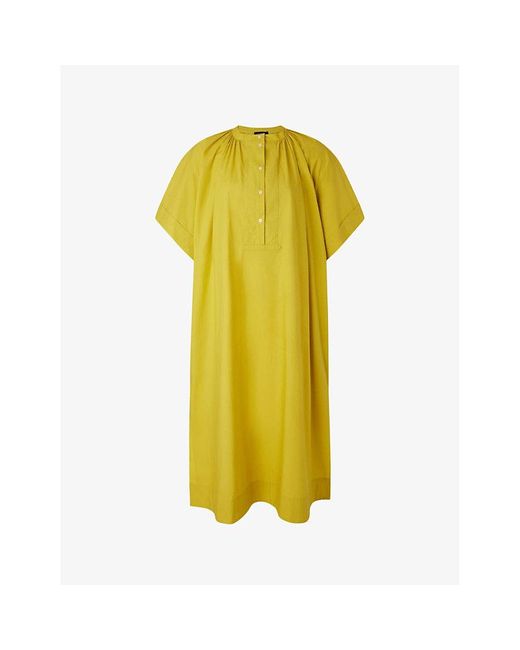Soeur Yellow Athena Tie-waist Short-sleeve Cotton Midi Dress
