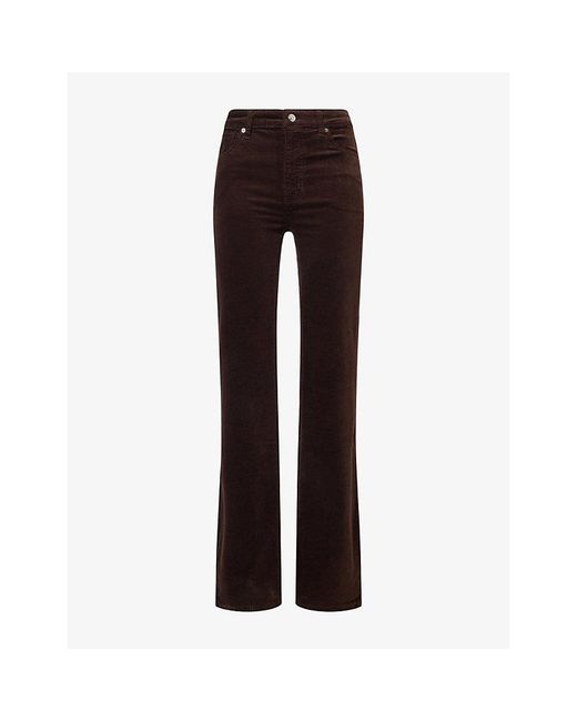 FRAME Brown The Corduroy Reboot Flared Stretch-Cotton Trousers