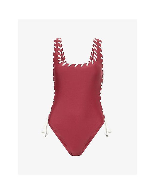 Jonathan Simkhai Red Dayton One Piece Swimsuit