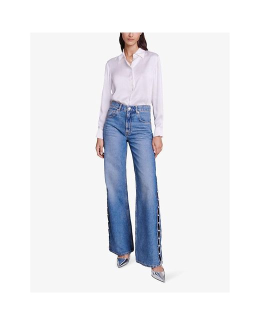 Maje White Cecily Silk Shirt