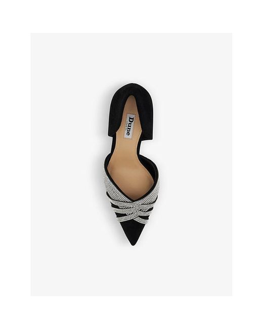 Dune Black Cincinatti Diamante-embellished Heeled Court Shoes